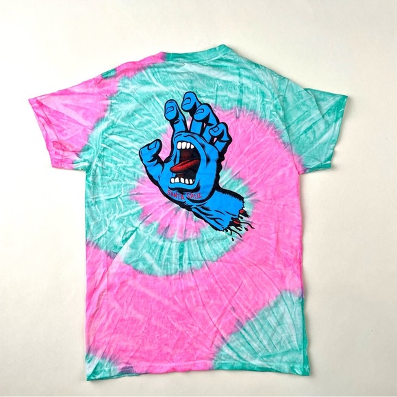 Santa Cruz Skateboards Pink and Green Tie-Dye T-Shirt - Picture 3 of 3